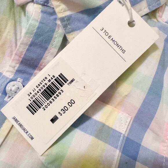 Janie & Jack One Piece Plaid Button Down. Long Sleeve Snap Baby Boy Size 3-6 mos - Picture 4 of 6